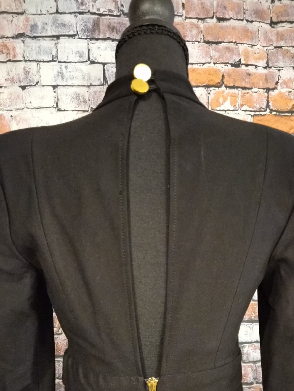 AKIRA Black Long-Sleeve Mini Dress with Gold Button Accents - Picture 9 of 10